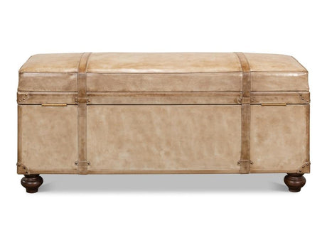 Voyage Leather Beige Leather Trunk/Bench - Ornate Home