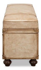 Voyage Leather Beige Leather Trunk/Bench - Ornate Home