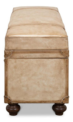 Voyage Leather Beige Leather Trunk/Bench - Ornate Home