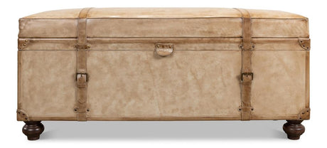 Voyage Leather Beige Leather Trunk/Bench - Ornate Home