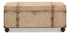 Voyage Leather Beige Leather Trunk/Bench - Ornate Home