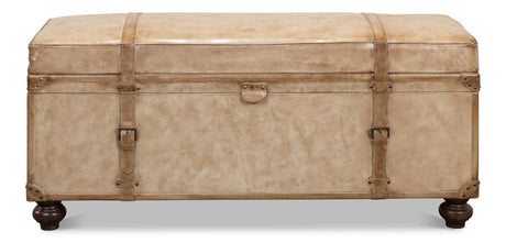 Voyage Leather Beige Leather Trunk/Bench - Ornate Home