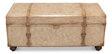 Voyage Leather Beige Leather Trunk/Bench - Ornate Home