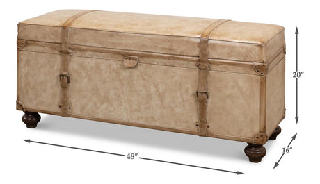 Voyage Leather Beige Leather Trunk/Bench - Ornate Home