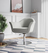 Voyager Swivel Adjustable Accent Chair in Barley and Brushed Metal - Ornate Home