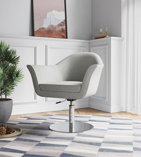 Voyager Swivel Adjustable Accent Chair in Barley and Brushed Metal - Ornate Home