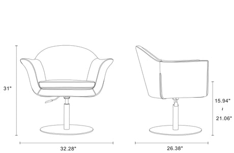 Voyager Swivel Adjustable Accent Chair in Barley and Brushed Metal - Ornate Home