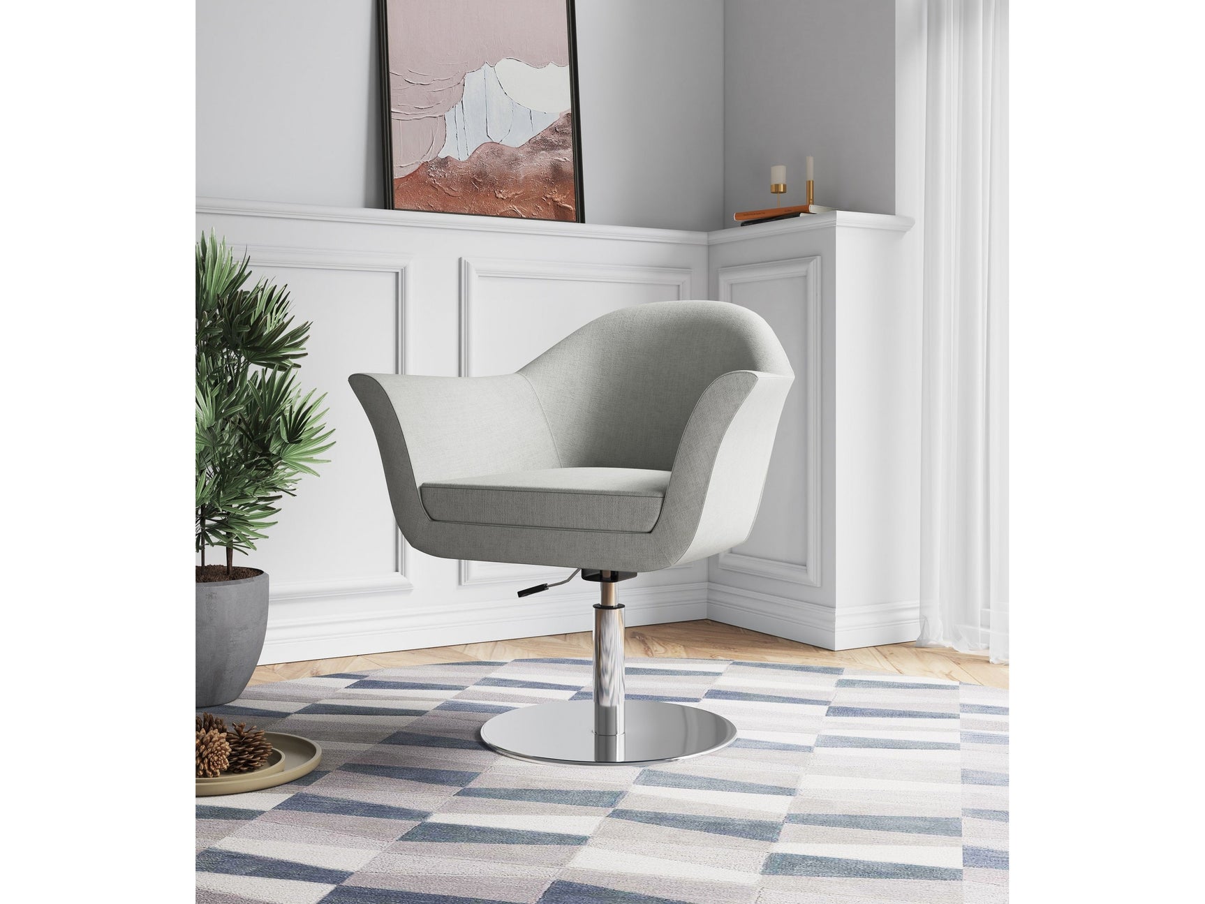 Voyager Swivel Adjustable Accent Chair in Barley and Brushed Metal (set of 2) - Ornate Home