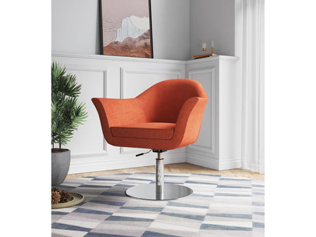Voyager Swivel Adjustable Accent Chair in Orange and Brushed Metal (set of 2) - Ornate Home