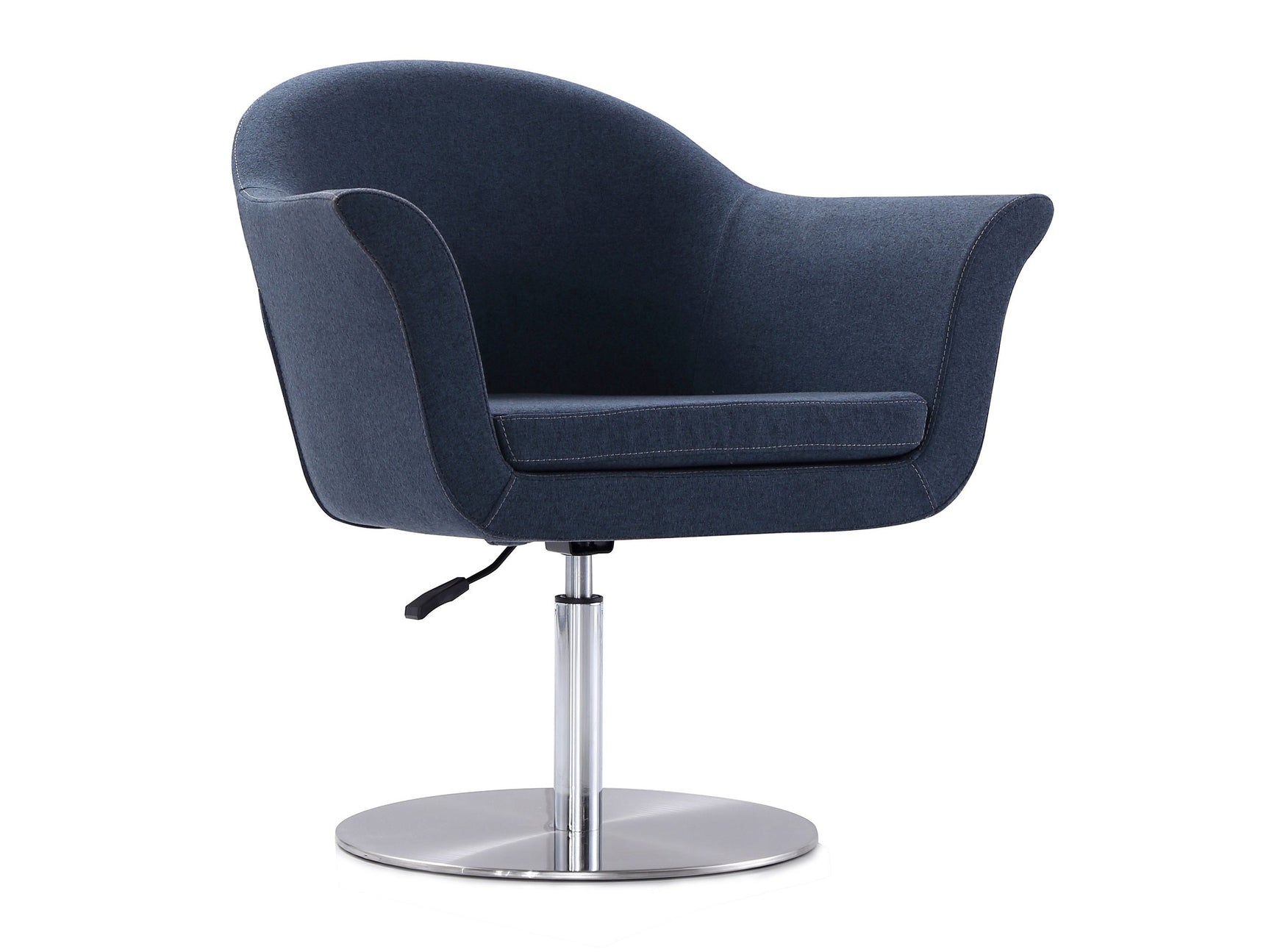 Voyager Swivel Adjustable Accent Chair in Smokey Blue and Brushed Metal - Ornate Home