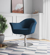 Voyager Swivel Adjustable Accent Chair in Smokey Blue and Brushed Metal - Ornate Home