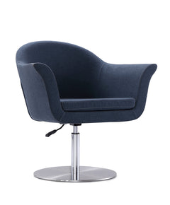 Voyager Swivel Adjustable Accent Chair in Smokey Blue and Brushed Metal (set of 2) - Ornate Home