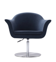 Voyager Swivel Adjustable Accent Chair in Smokey Blue and Brushed Metal (set of 2) - Ornate Home