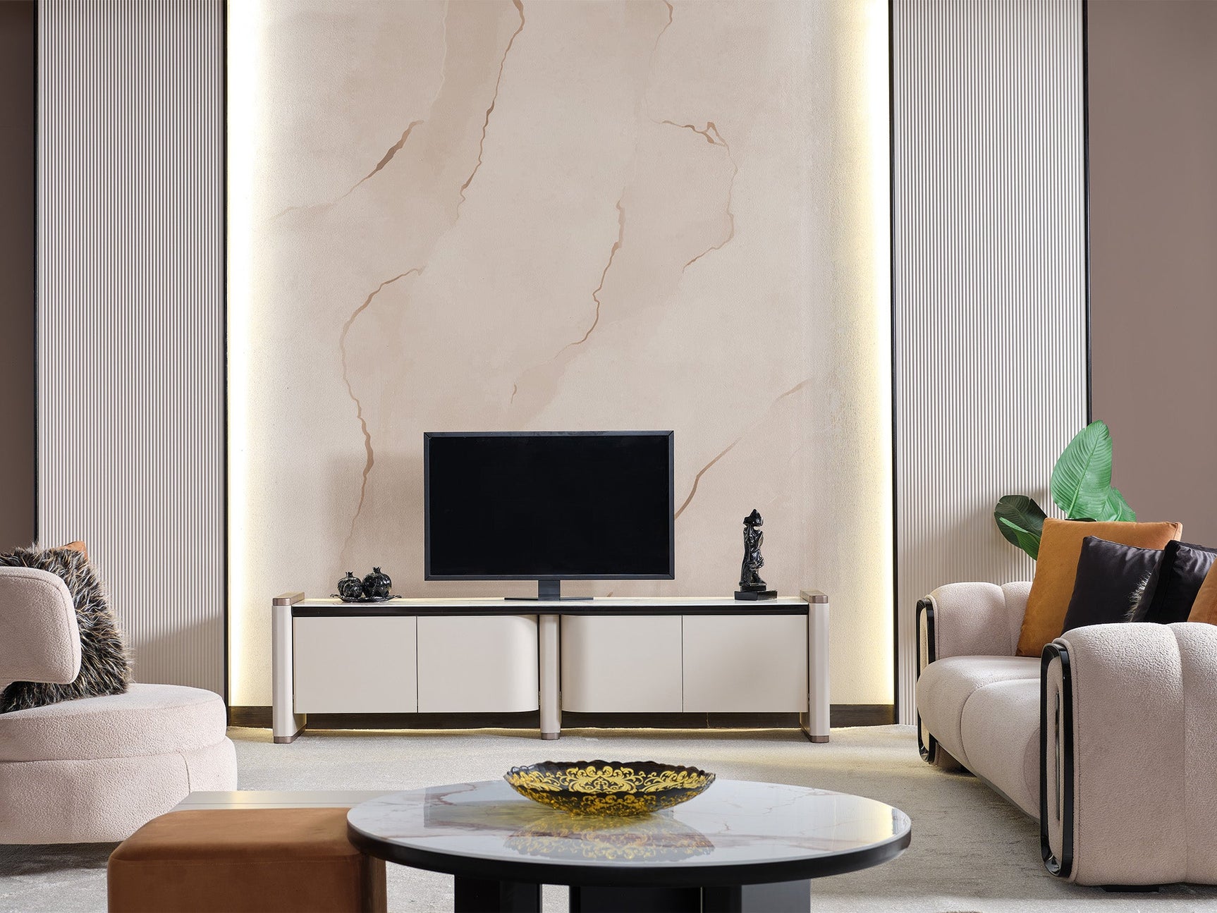 Voyance Cream/White Tv Stand