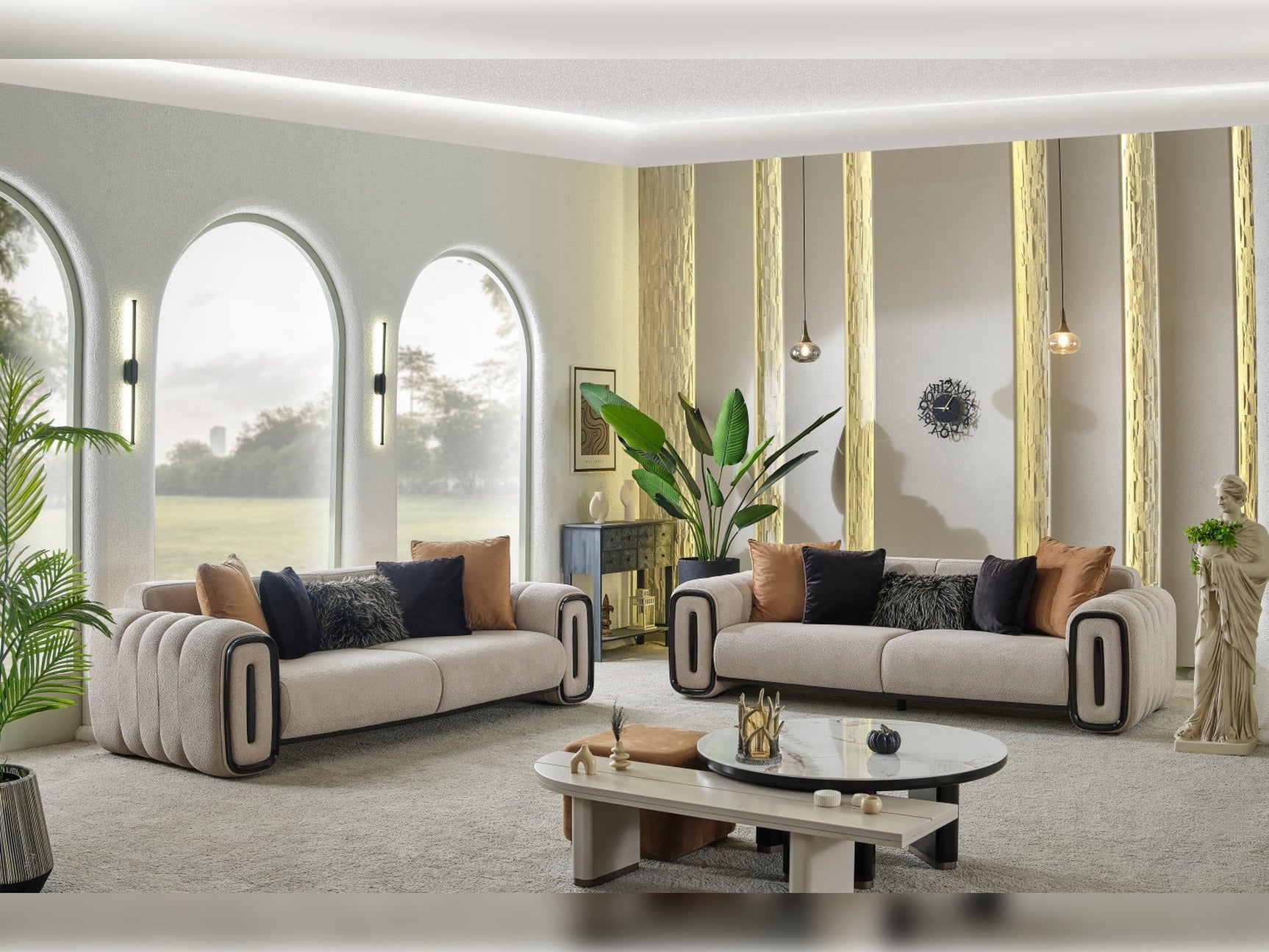 Voyance Beige Stationary 4 Seat Sofa
