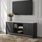Cadmori Black/White XL TV Stand w/Fireplace Option
