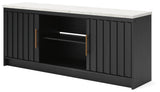 Cadmori Black/White XL TV Stand w/Fireplace Option