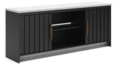 Cadmori Black/White XL TV Stand w/Fireplace Option