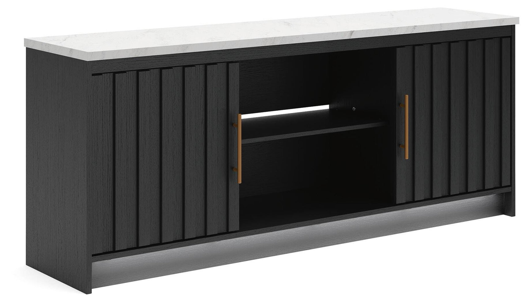 Cadmori Black/White XL TV Stand w/Fireplace Option