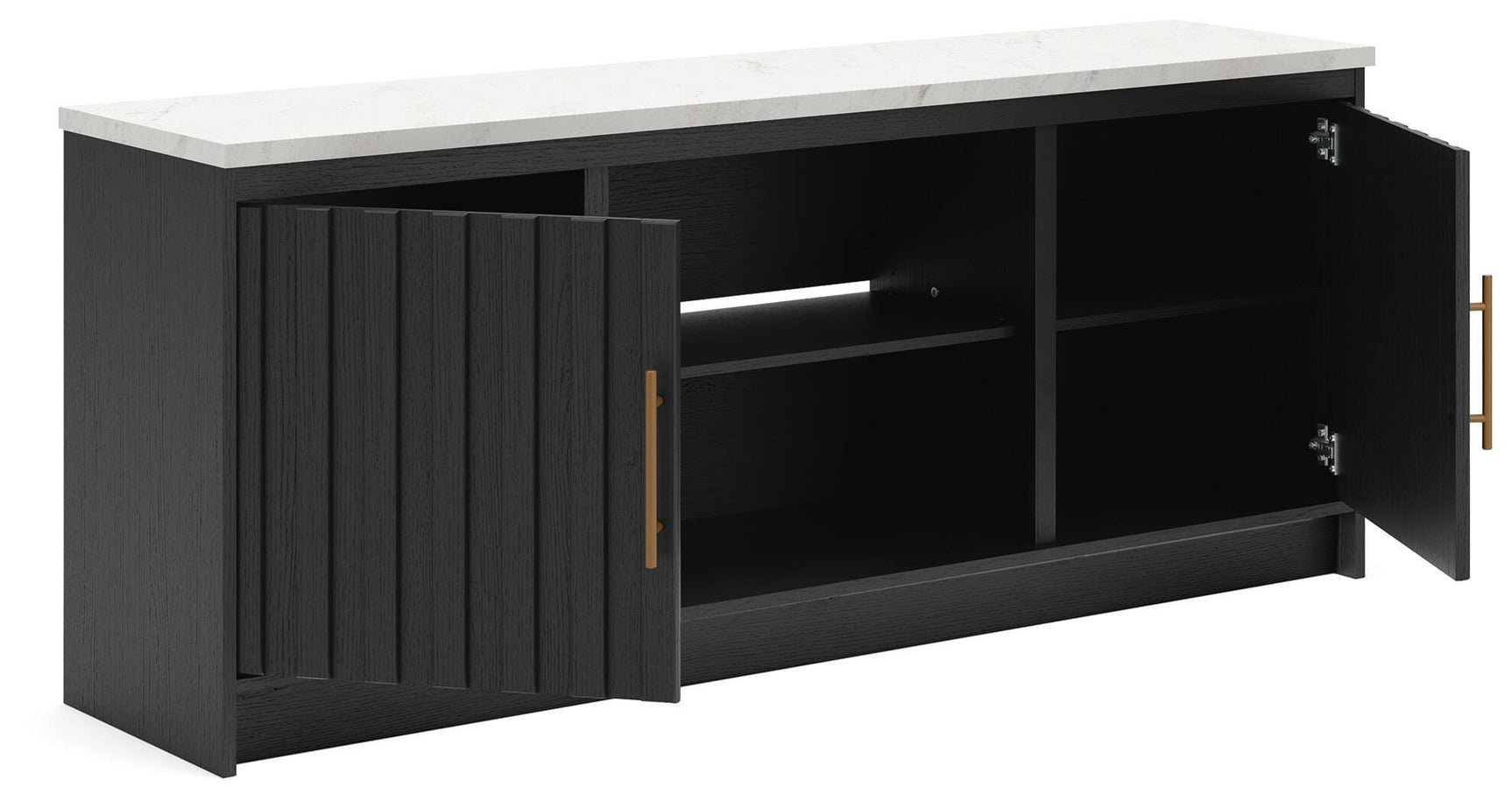 Cadmori Black/White XL TV Stand w/Fireplace Option
