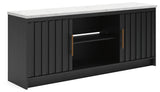 Cadmori Black/White XL TV Stand w/Fireplace Option