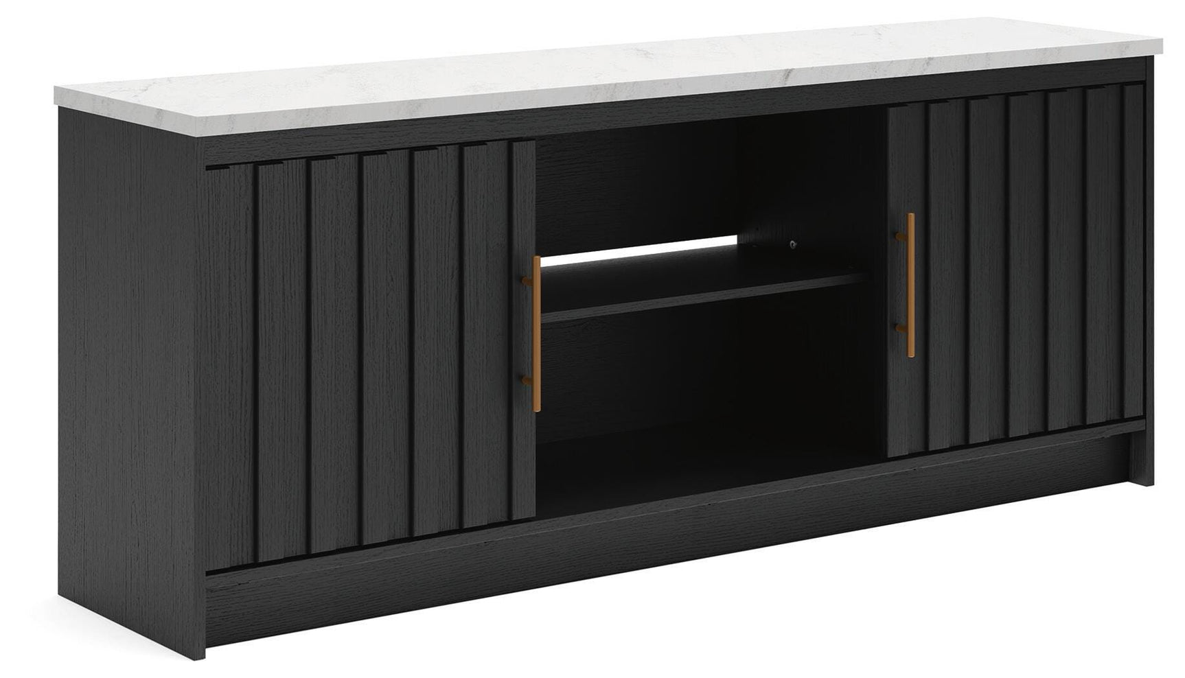 Cadmori Black/White XL TV Stand w/Fireplace Option