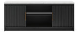 Cadmori Black/White XL TV Stand w/Fireplace Option