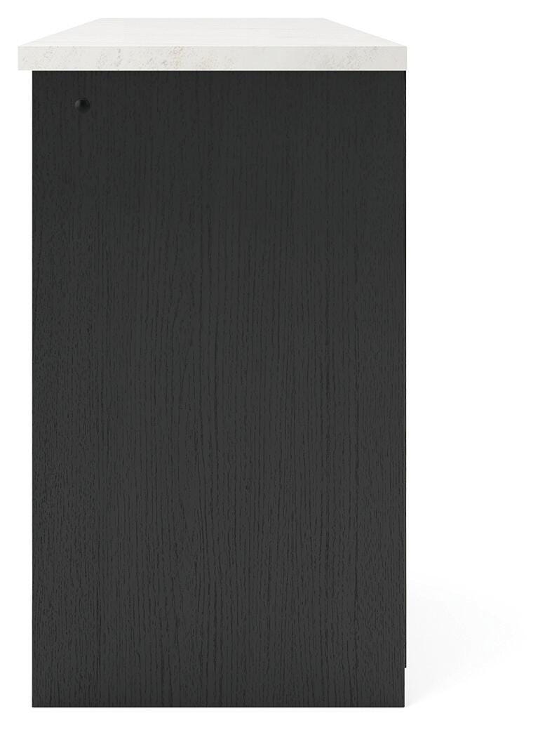 Cadmori Black/White XL TV Stand w/Fireplace Option