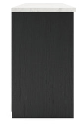 Cadmori Black/White XL TV Stand w/Fireplace Option