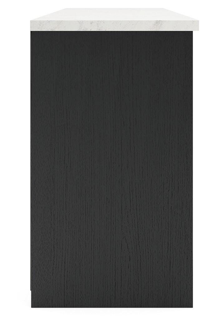 Cadmori Black/White XL TV Stand w/Fireplace Option