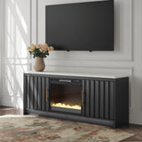 Cadmori Black/White 63" TV Stand with Electric Fireplace (Online Special Price)