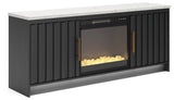 Cadmori Black/White 63" TV Stand with Electric Fireplace (Online Special Price)
