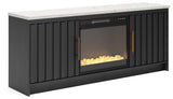 Cadmori Black/White 63" TV Stand with Electric Fireplace (Online Special Price)