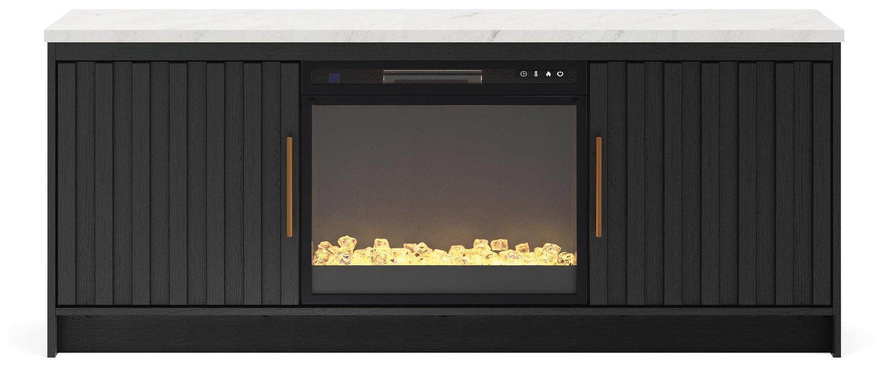 Cadmori Black/White 63" TV Stand with Electric Fireplace (Online Special Price)