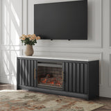 Cadmori Black/White 63" TV Stand w/ Electric Fireplace (Online Special Price)