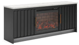 Cadmori Black/White 63" TV Stand w/ Electric Fireplace (Online Special Price)