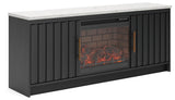 Cadmori Black/White 63" TV Stand w/ Electric Fireplace (Online Special Price)