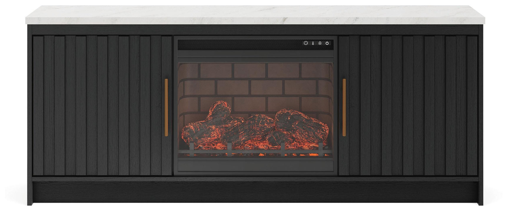 Cadmori Black/White 63" TV Stand w/ Electric Fireplace (Online Special Price)