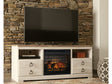 Willowton Whitewash 64" TV Stand with Electric Fireplace - Ornate Home