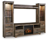 Trinell Brown 4-Piece Entertainment Center with Electric Fireplace - Ornate Home