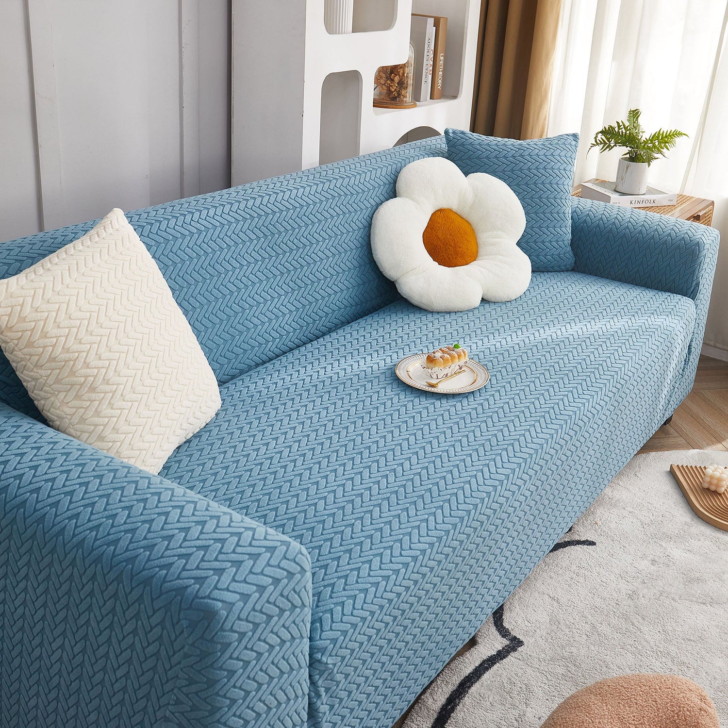 3D Geometric Stretch Sofa Slipcovers Non Slip Pet Friendly Washable Fitted Sofa Covers