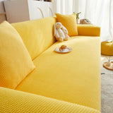 Grid Textured Stretch Sofa Cover, Soft Elastic Slipcover for Couch Protection