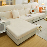 Cozy Plush Coral Fleece Sofa Cushion Slipcovers, Stretch Leaves Cushion Covers, Furniture Slipcovers
