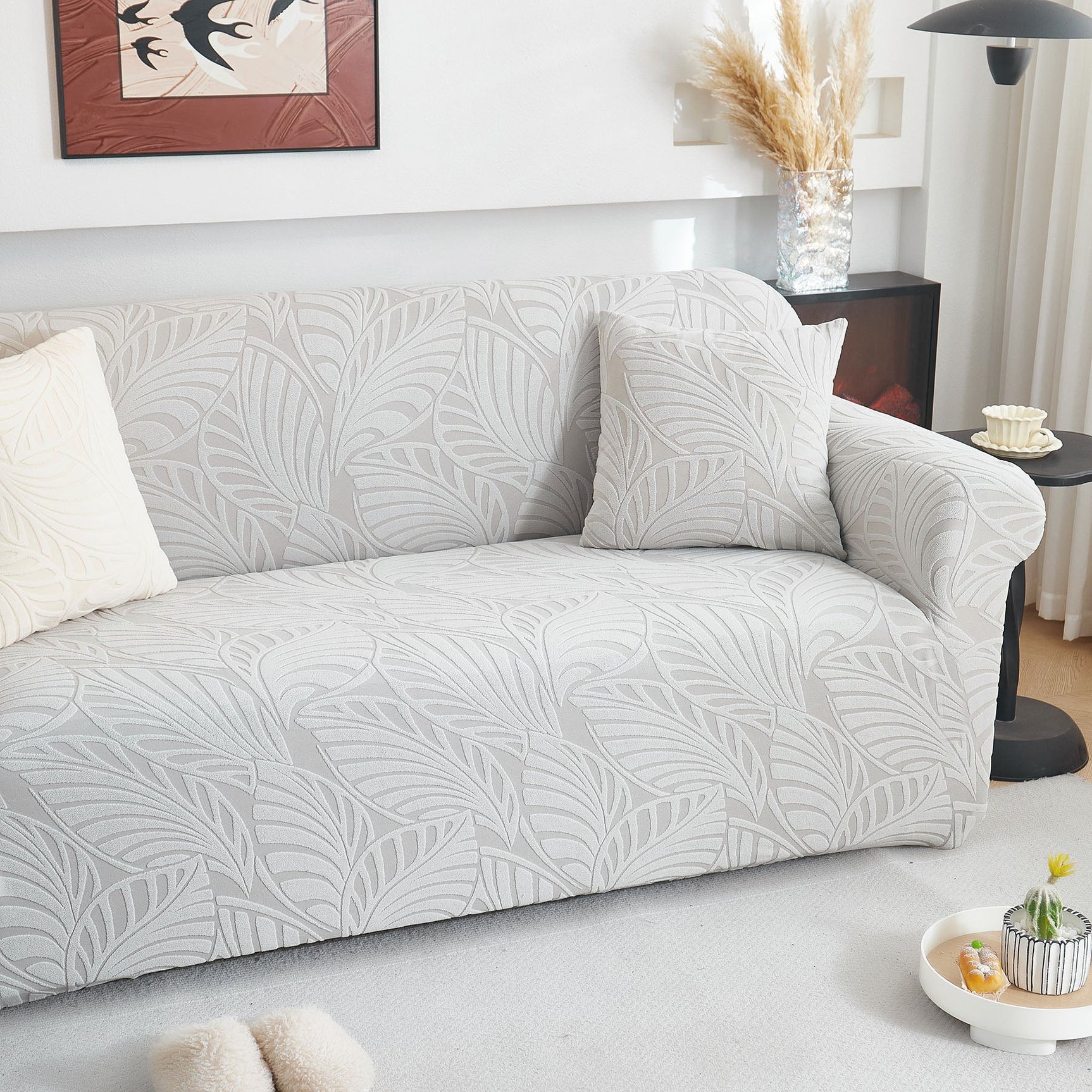 Stretch Sofa Slipcover 1-Piece Furniture Protector Couch with Elastic Bottom for Kids