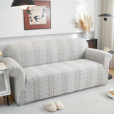 3D Embossed Geometric Couch Slipcover, Stretch Washable Non Slip Furniture Protector