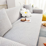 3D Leaves Jacquard Couch Slipcovers Non-Slip Cozy Stretchy Couch Covers for Sectional