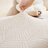 3D Leaves Jacquard Couch Slipcovers Non-Slip Cozy Stretchy Couch Covers for Sectional