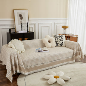 Waffle Lattice Fabric Sofa Cover, Multi-purpose Soft Sofa Throw, Couch Cover Blanket Throws for Couches - Ornate Home