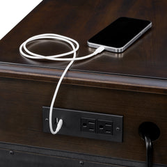 Wagner Cherry Chairside Table with USB - Ornate Home