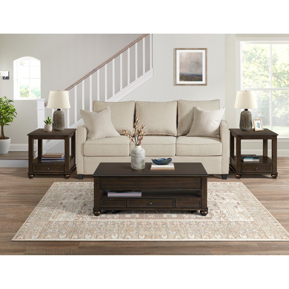 Wagner Cherry Rectangular Lift-Top Coffee Table with Casters - Ornate Home